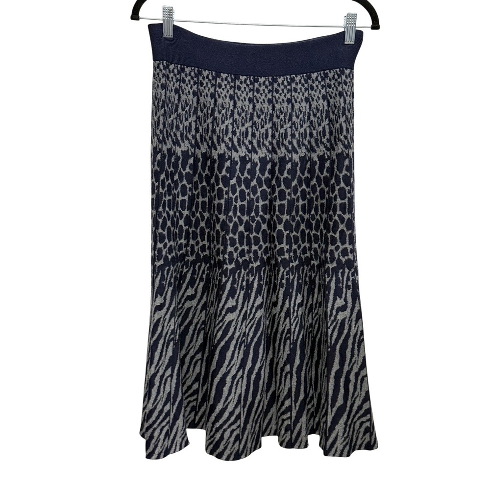 NWT Project By Kikit Womens M Animal Print Knit Midi Skirt Elastic Waist Preppy